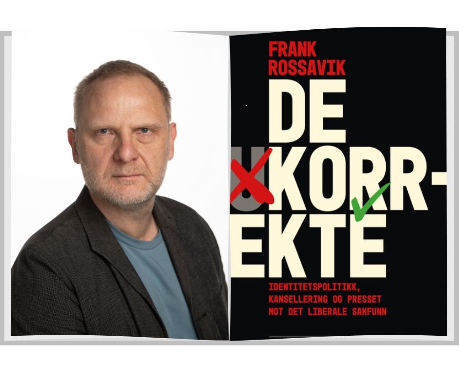 Forfatter Frank Rossavik og bokomslaget til boken hans.
