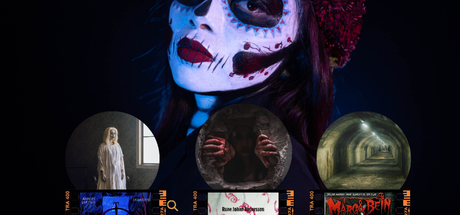 Kollasj av skumle Halloween-bilder