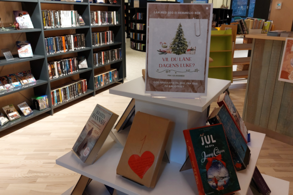 Foto av utstilte bøker.