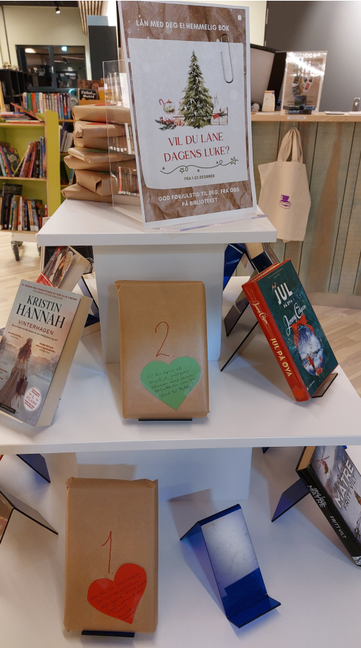 Foto av utstilte bøker.