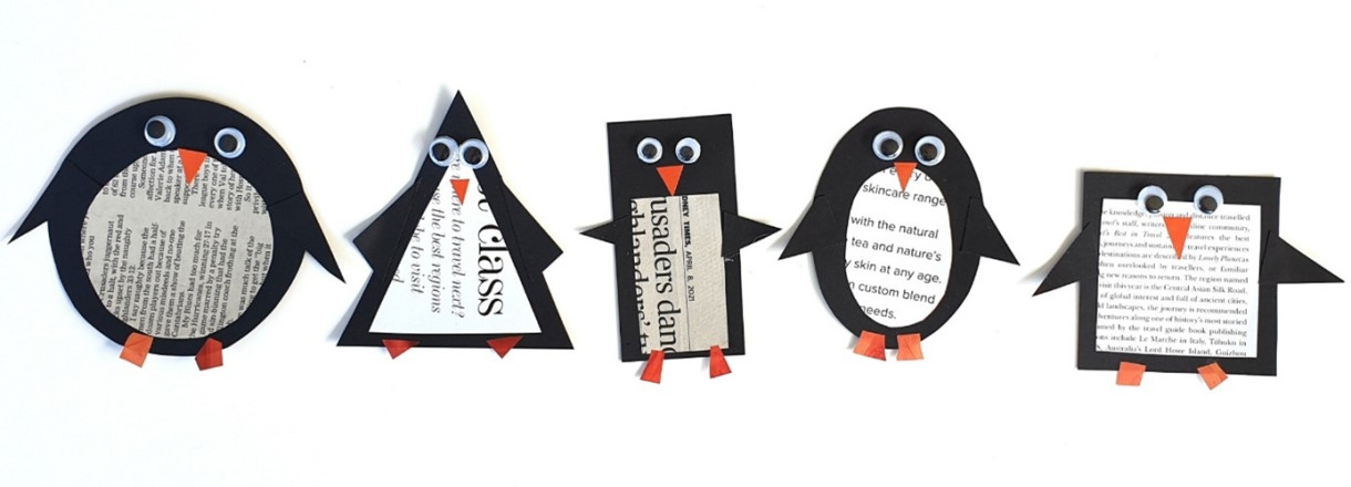 Pingviner laget av papir.