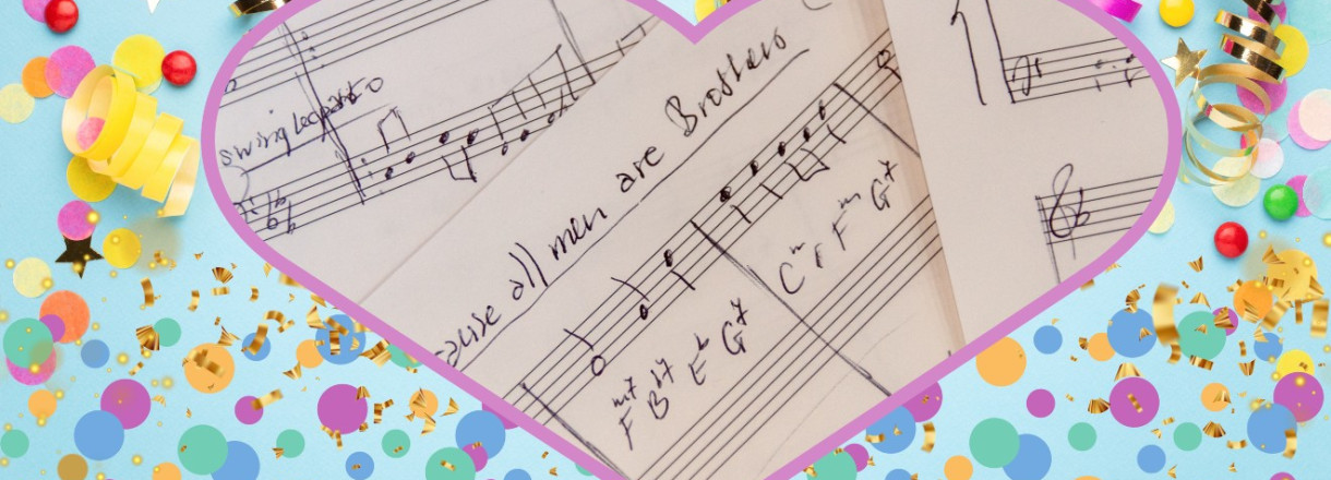 Illustrasjonsbilde: Et hjerte med noter, med konfetti rundt.